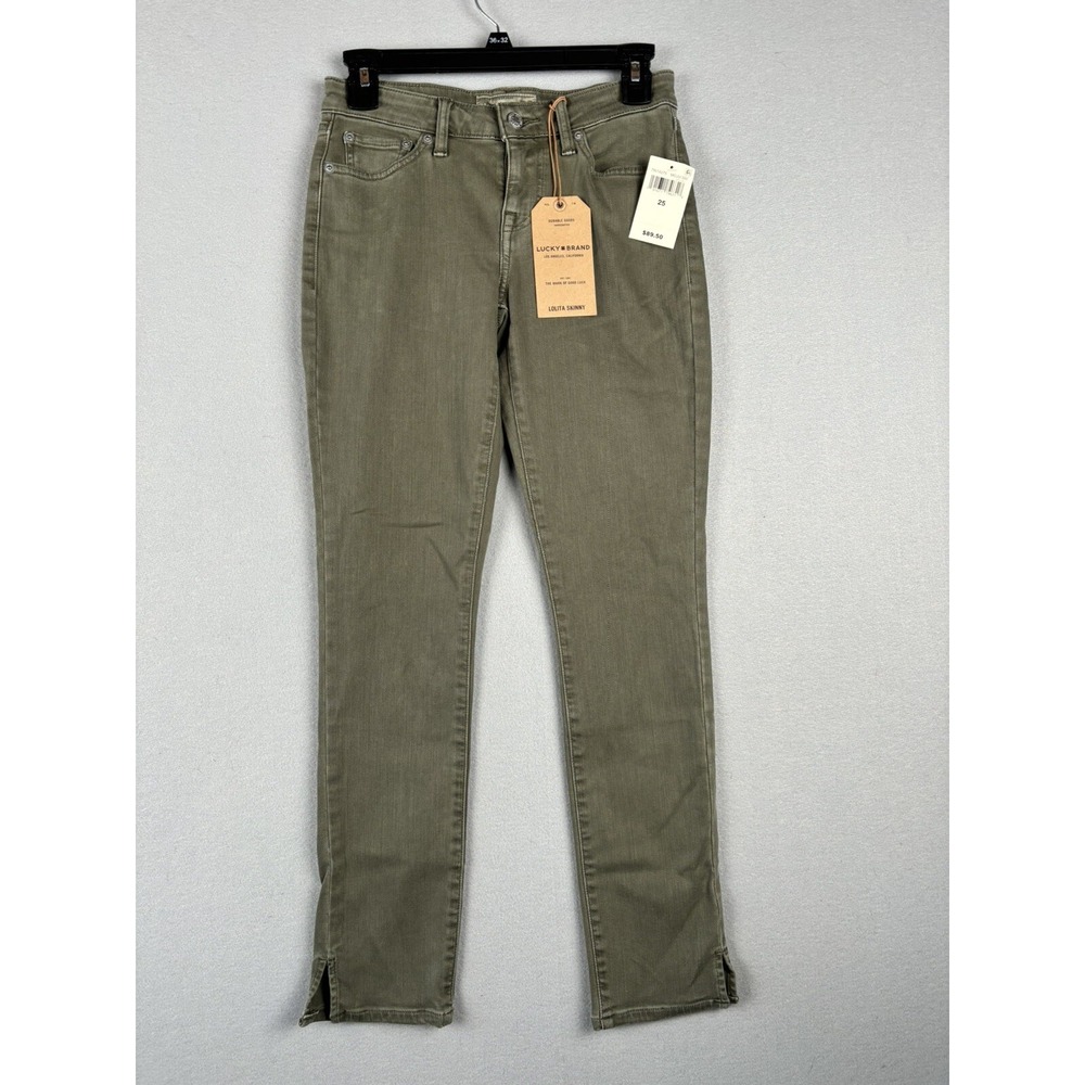 Lucky Brand Women's Jean Pants 25 Olive Green Lolita Skinny Pockets 2553
